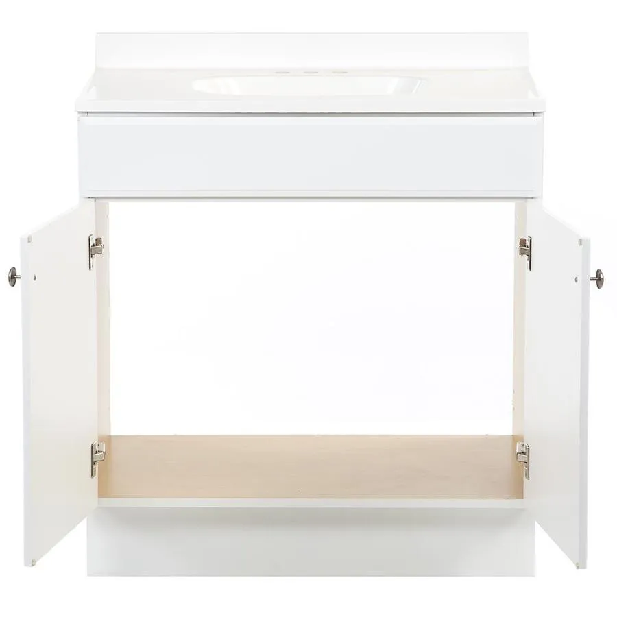 Project Source 30.5-in White Single Sink Bathroom Vanity with White Cultured Marble Top, photo 8 of 24
