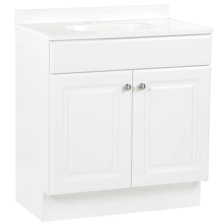 Project Source 30.5-in White Single Sink Bathroom Vanity with White Cultured Marble Top, photo 9 of 24