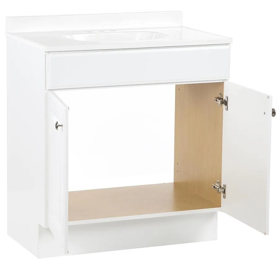 Project Source 30.5-in White Single Sink Bathroom Vanity with White Cultured Marble Top, photo 10 of 24