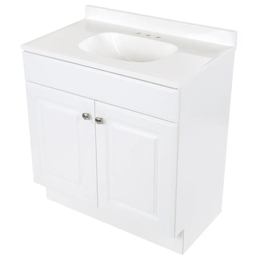 Project Source 30.5-in White Single Sink Bathroom Vanity with White Cultured Marble Top, photo 12 of 24