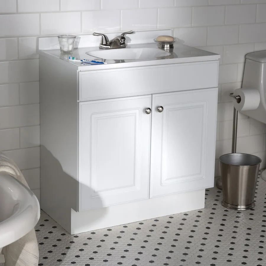 Project Source 30.5-in White Single Sink Bathroom Vanity with White Cultured Marble Top, photo 6 of 24