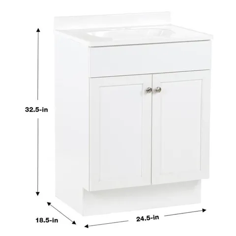 24-in White Shaker Bathroom Vanity with Cultured Marble Top