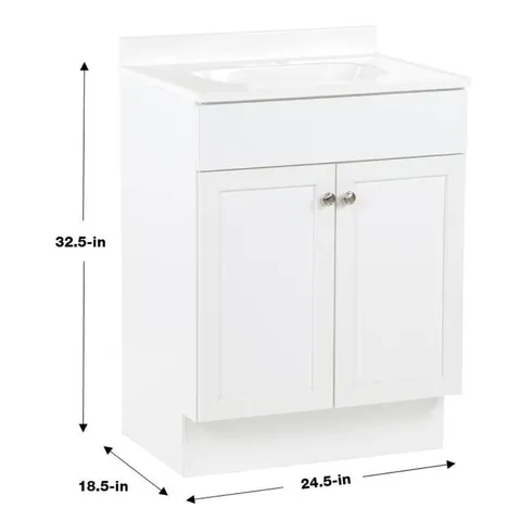 24.5-in White Single-Sink Bathroom Vanity with Cultured Marble Top