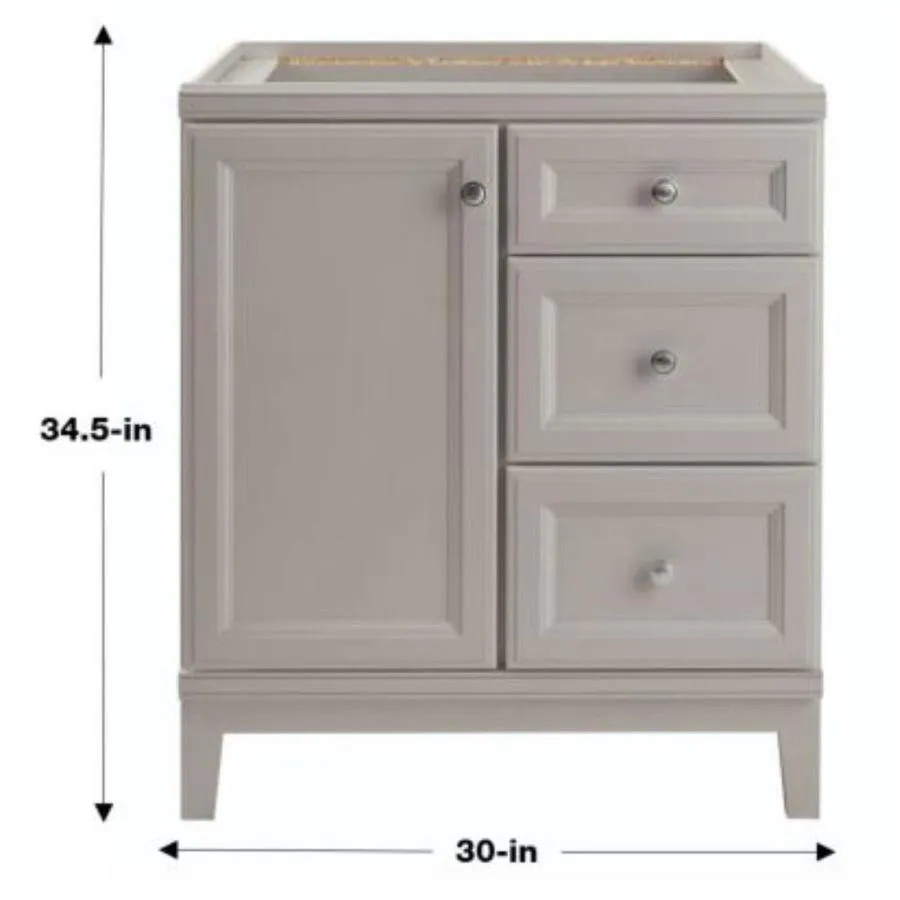 Diamond FreshFit Calhoun 30-in Cloud Gray Bathroom Vanity Cabinet, photo 11 of 15