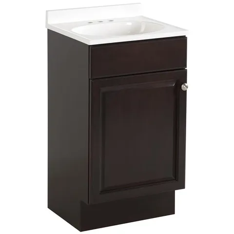 18-in Java Single Sink Vanity with White Cultured Marble Top