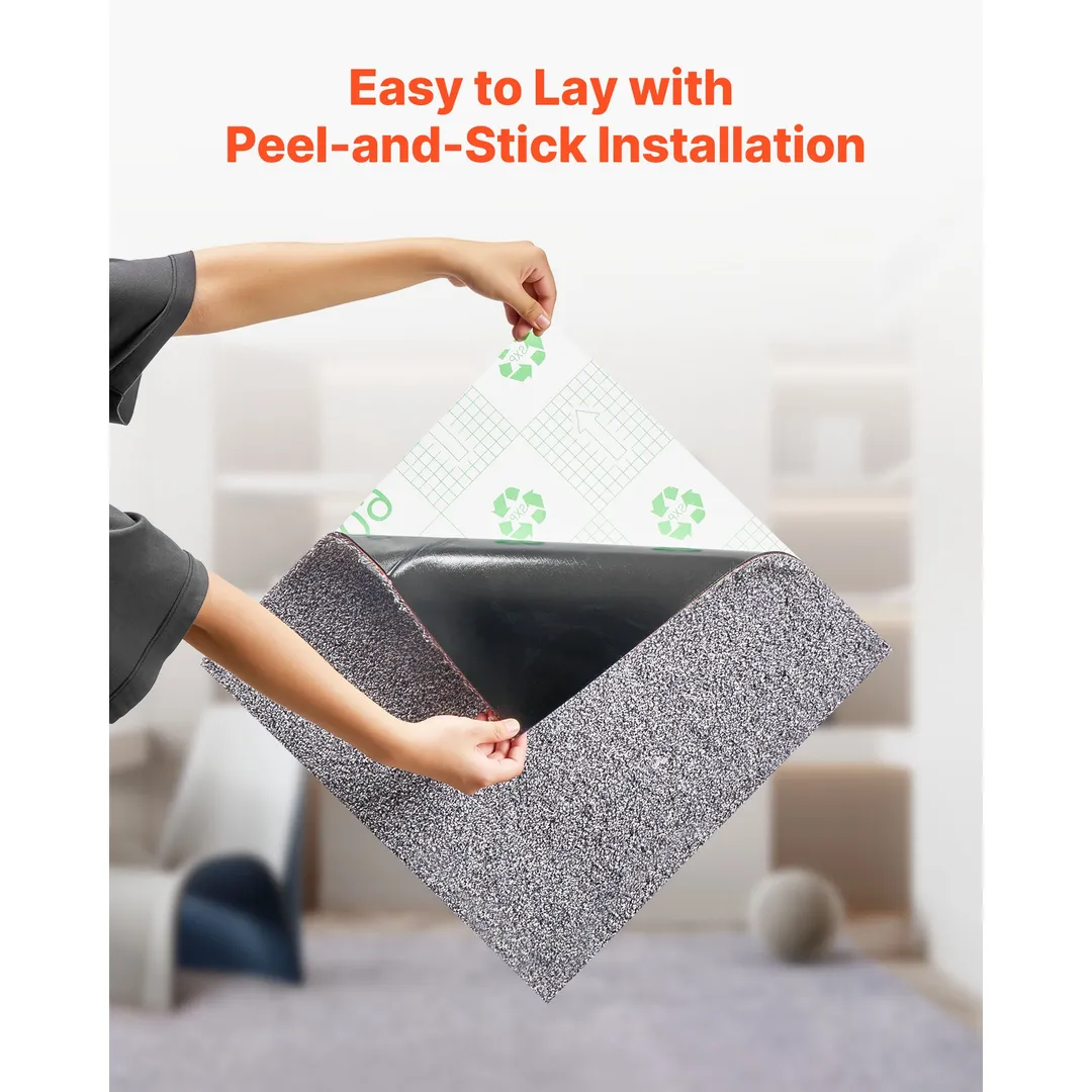 VEVOR 18-in x 18-in 10-Piece Peel-and-Stick Commercial Carpet Tiles – Gray (22.5 sq. ft.), photo 4 of 9