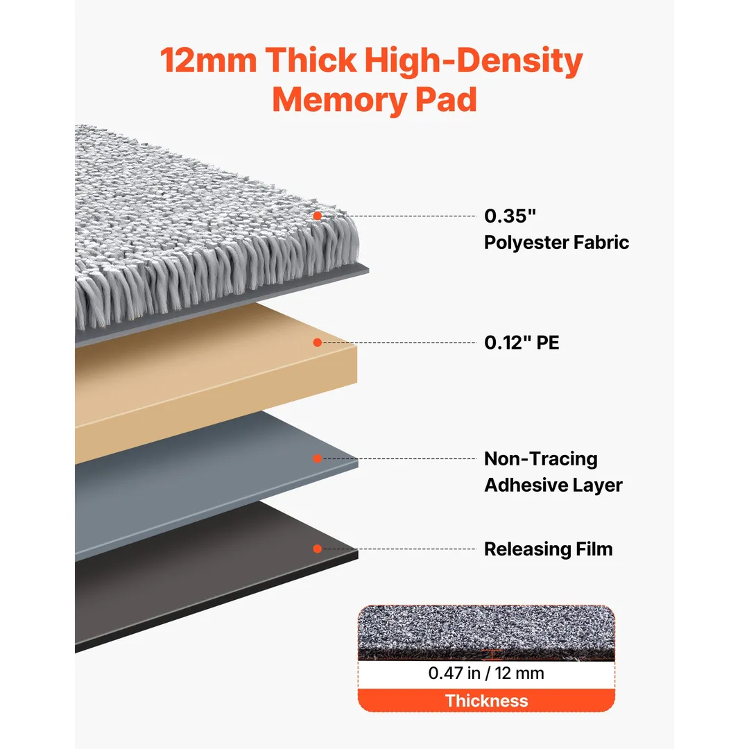 VEVOR 18-in x 18-in 10-Piece Peel-and-Stick Commercial Carpet Tiles – Gray (22.5 sq. ft.), photo 3 of 9