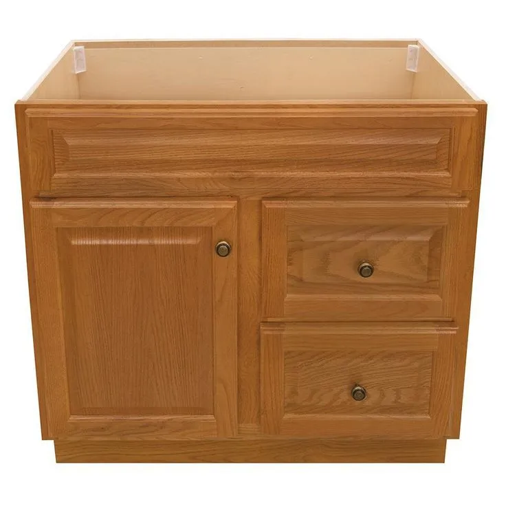 Hampton Bay Hampton 36 in. W x 21 in. D x 33.5 in. H Bathroom Vanity Cabinet Only in Oak, photo 7 of 17