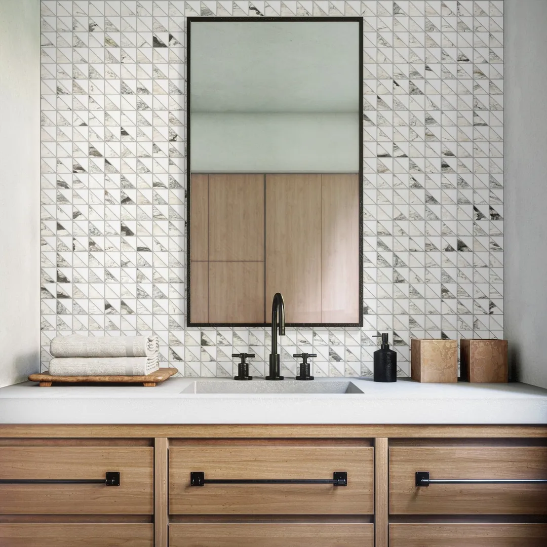 Daltile Gamma Illusive Blend 12-in x 12-in Honed Natural stone Marble Marble look Mosaic Floor and Wall Tile ( 9.9-sq ft / Carton ), photo 2 of 7