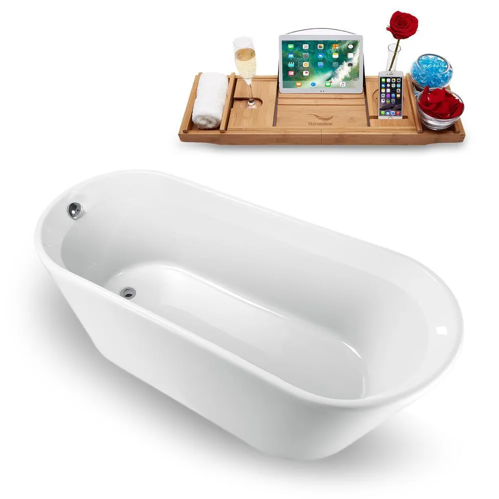 Streamline 61 in. Acrylic, Fiberglass Flatbottom Non-Whirlpool Bathtub in Glossy White, photo 3 of 7