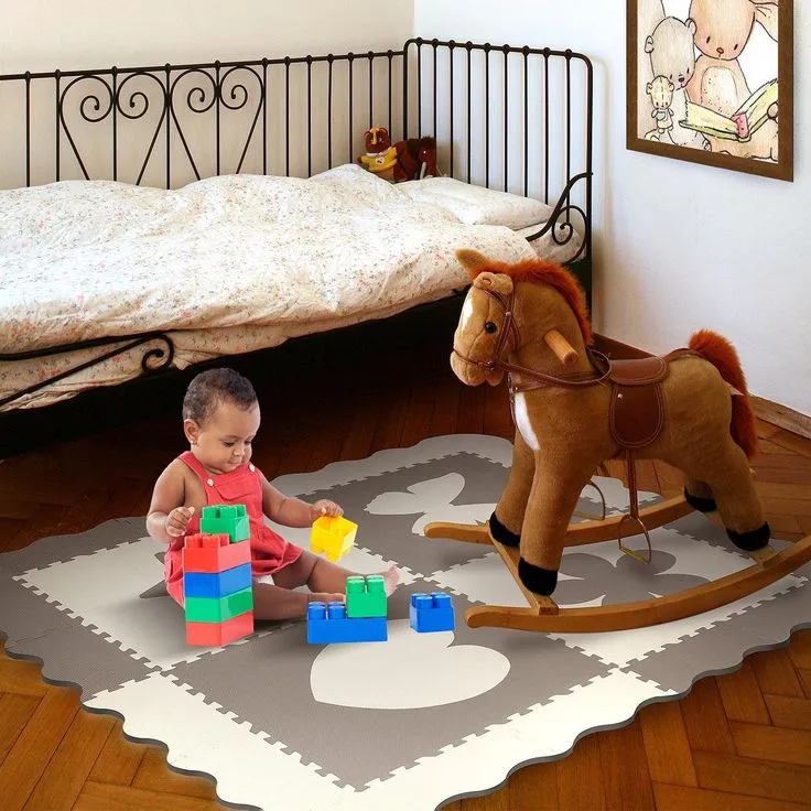 Sorbus Puzzle Mat Interlocking Floor Kids Play Carpet Tiles - Baby Foam Puzzle, Extra Thick Non-Toxic Crawling Mat for Tummy Time, Great for Children Playroom (4 Tiles), photo 7 of 8