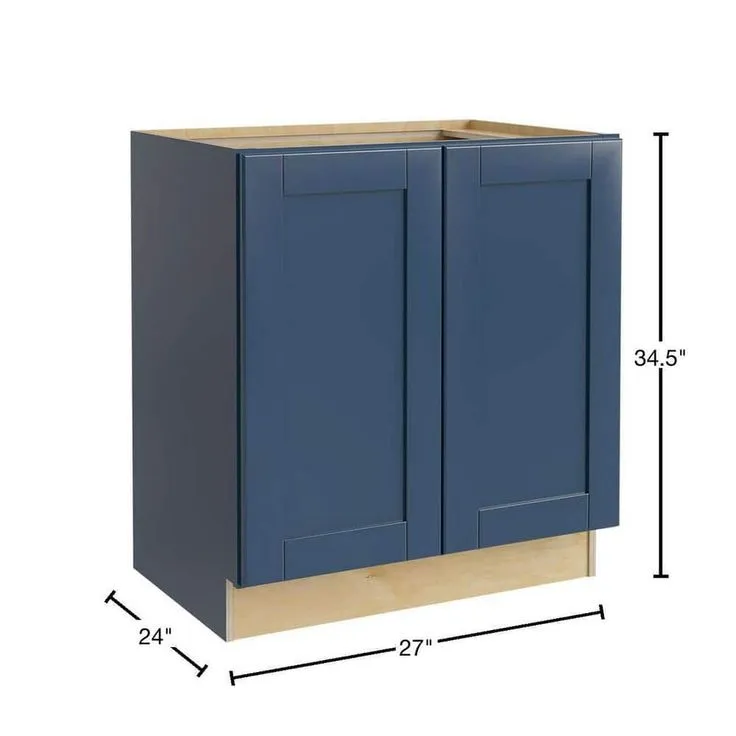 Home Decorators Collection Washington Vessel Blue Plywood Shaker Assembled Base Kitchen Cabinet FH Soft Close 27 in W x 24 in D x 34.5 in H, photo 3 of 7