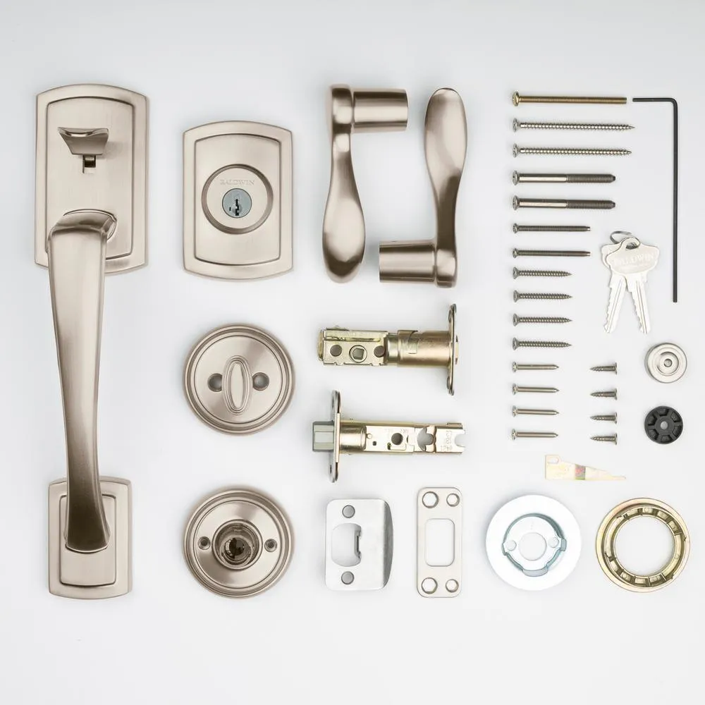 Prestige Nautica Single Cylinder Satin Nickel Door Handleset with Tobin Door Lever Featuring SmartKey Security, photo 9 of 10