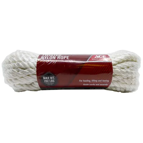 3/8 in deep · 50 ft White Twisted Nylon Rope