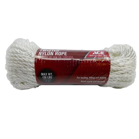 1/4 in deep · 100 ft long White Twisted Nylon Rope