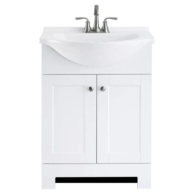 Style Selections Euro 24-in White Single Sink Bathroom Vanity with White Cultured Marble Top, photo 4 of 10
