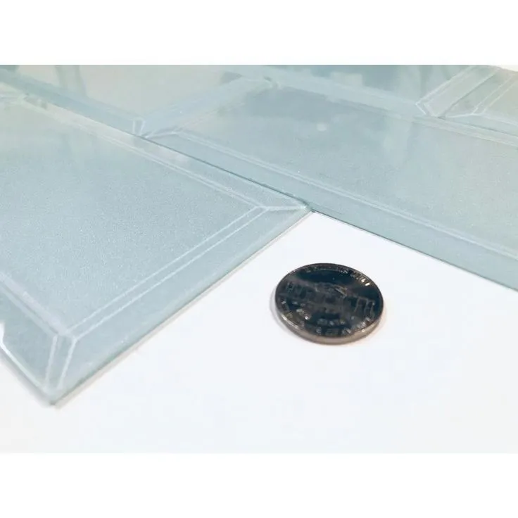 ABOLOS Frosted Elegance Blue Subway 3 in. x 6 in. Glossy Glass Subway Tile (1 sq. ft.), photo 3 of 6