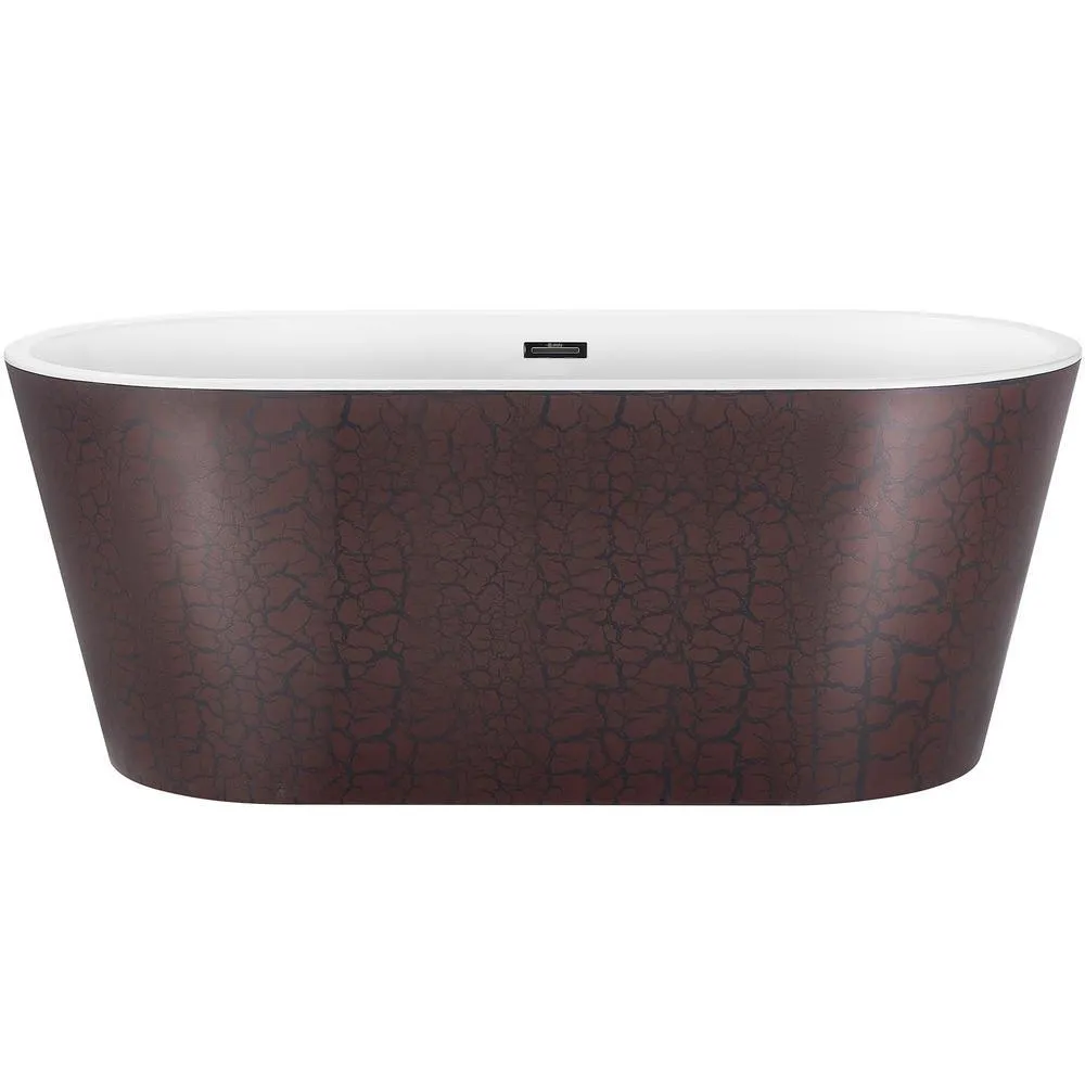 59 in. Acrylic Center Drain Oval Double Ended Flatbottom Freestanding Bathtub in Reddish Brown, photo 3 of 10