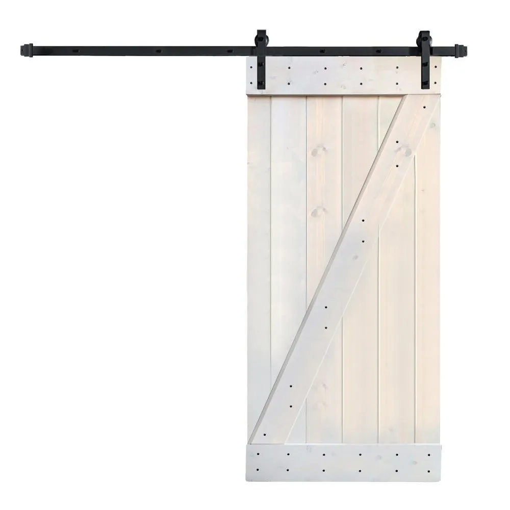 36 in x 84 in Z Series DIY Dark Walnut Finished Knotty Pine Wood Sliding Barn Door Slab with Hardware Kit, photo 7 of 9