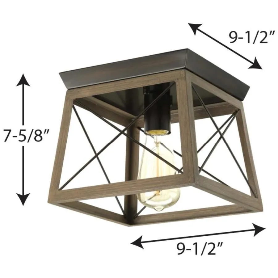 Progress Lighting Briarwood 9.5-in Antique Bronze Farmhouse Incandescent Flush Mount Light, photo 3 of 15