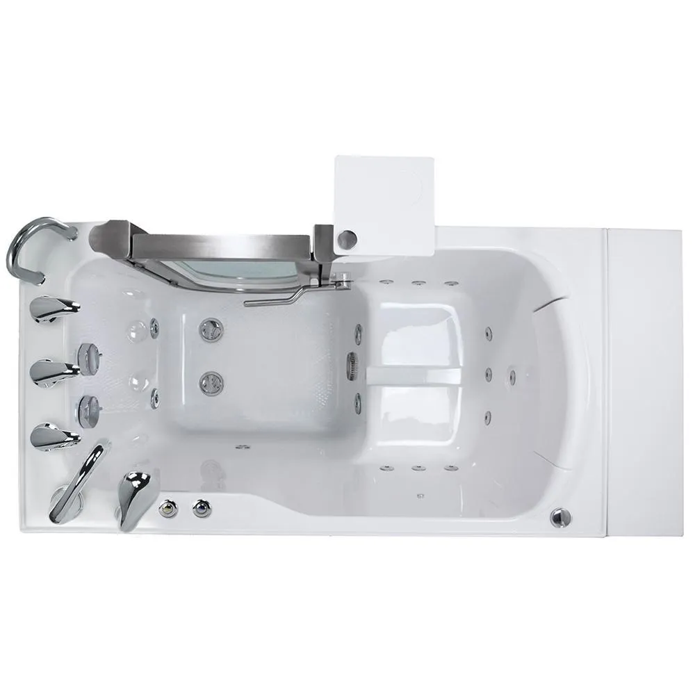 Ella Petite 52 in. Acrylic Walk-In Whirlpool & MicroBubble Bathtub in White with Fast Fill Faucet, Heated Seat, Right-Hand-Swing Dual Drain, photo 4 of 14