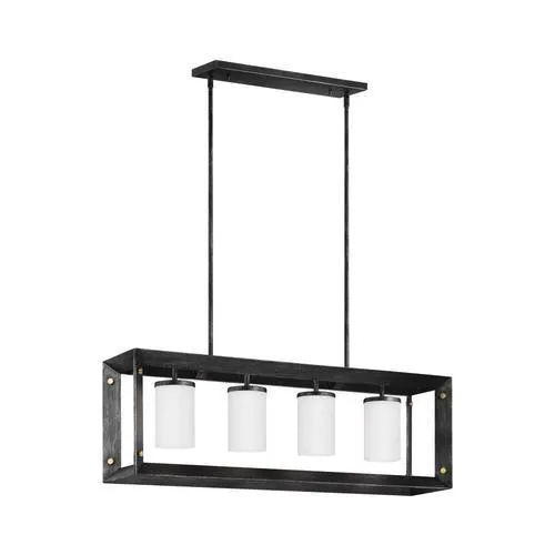 Sea Gull Lighting Chatauqua Antique Bronze Modern/Contemporary White Glass Cylinder Kitchen Island Light, photo 2 of 2