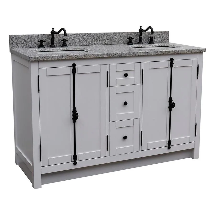 Bellaterra Home LV0100-55-GA-GY Double Vanity 55-in Glacier Ash Double Sink Bathroom Vanity with Gray Granite Top, photo 2 of 10