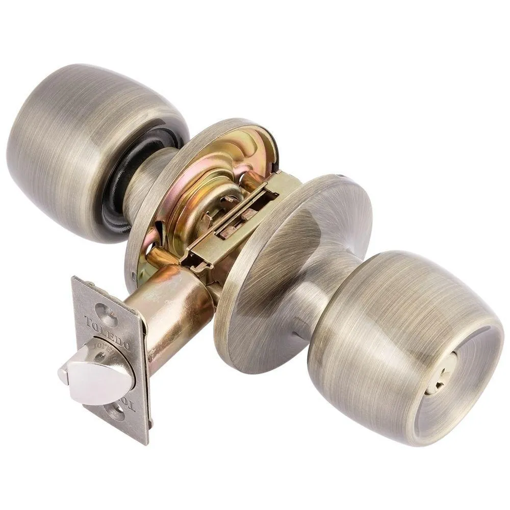Malaga Keyed Entry Door Knob Lock Set in Satin Stainless Steel, photo 5 of 5
