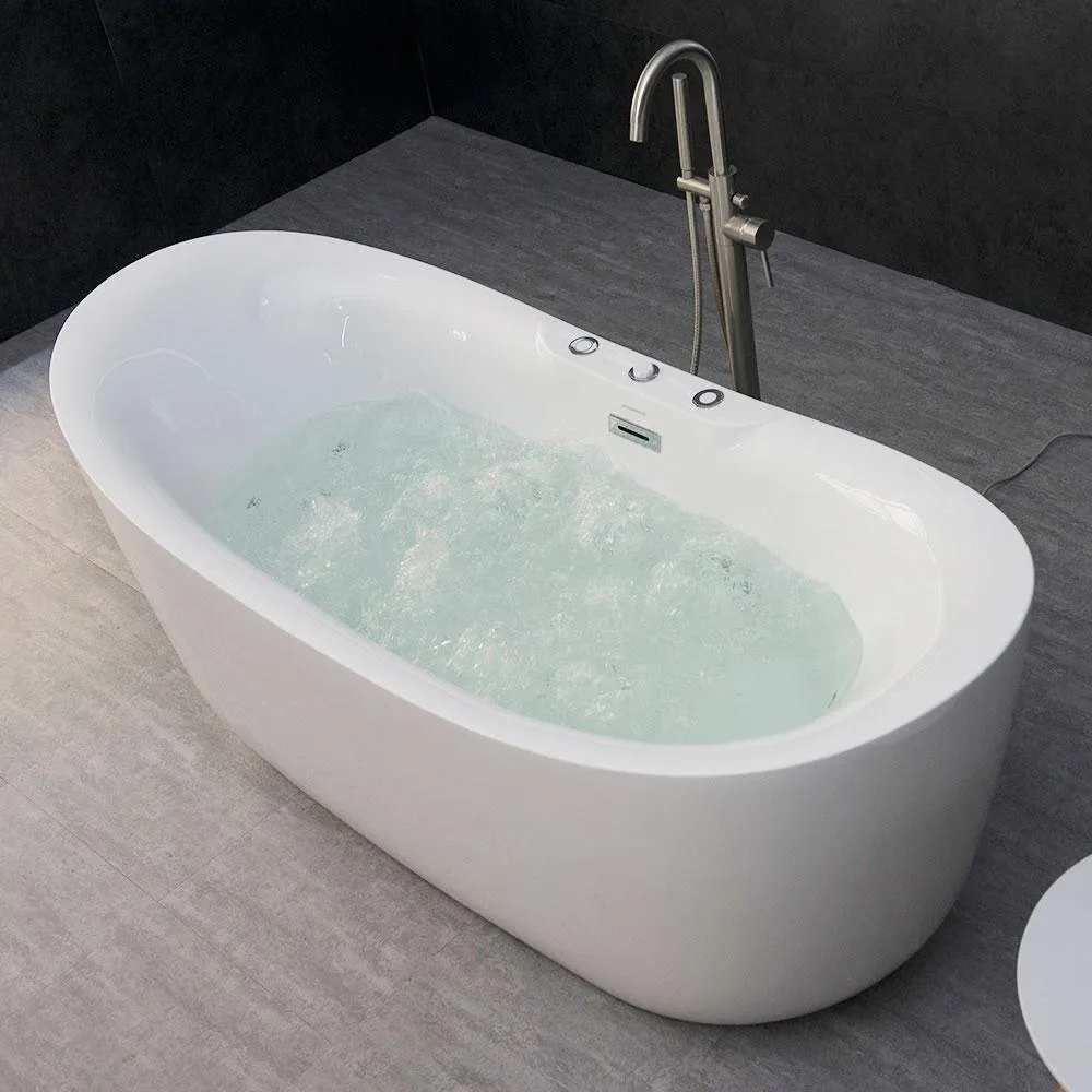 Venezia 71 in. Acrylic Freestanding Double Slipper Whirlpool and Air Bathtub with Drain and Overflow Included in White, photo 2 of 15