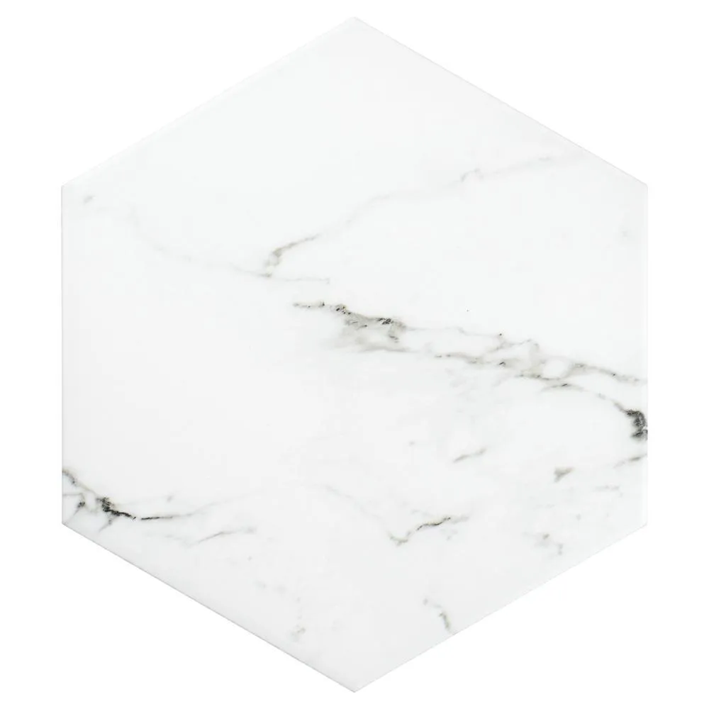 Merola Tile Timeless Calacatta Hex 8-5/8 in. x 9-7/8 in. Porcelain Floor and Wall Tile (11.56 sq. ft. / Case), photo 9 of 20