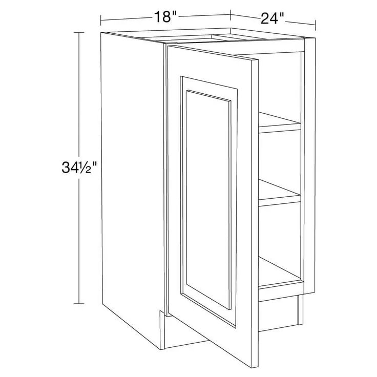 Home Decorators Collection Grayson 18 in. W x 24 in. D x 34.5 in. H Assembled Plywood Full Height Door Base Kitchen Cabinet in Mythic Blue LH, photo 8 of 8