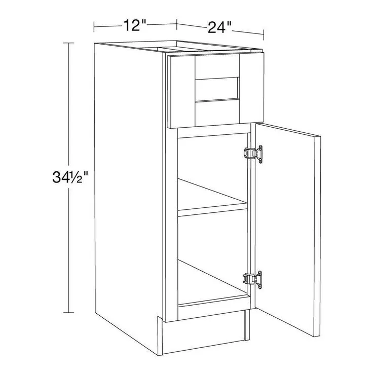 Home Decorators Collection Washington Veiled Gray Plywood Shaker Assembled Base 1 Drawer Kitchen Cabinet Soft Close 12 in W x 24 in D x 34.5 in H, photo 2 of 8