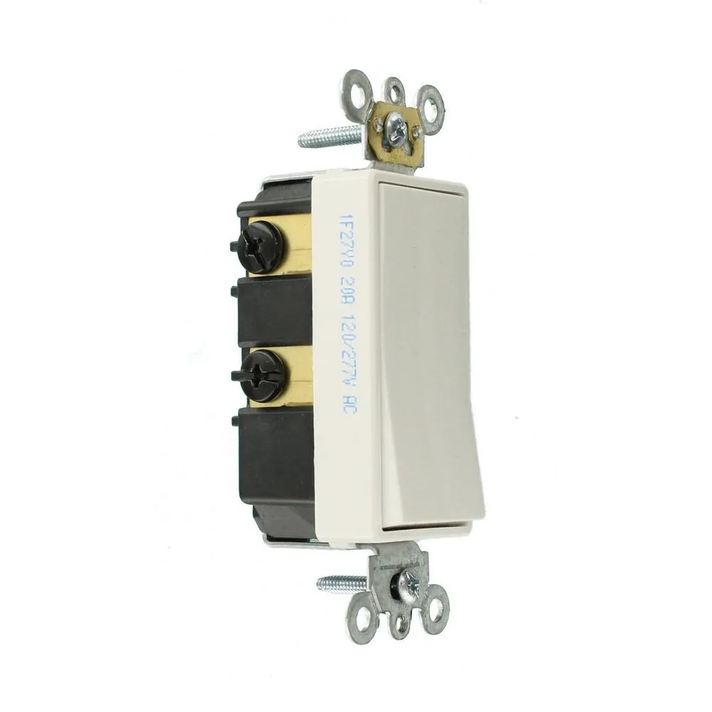 20 Amp Decora Plus Commercial Grade Double Pole Rocker Switch, White, photo 2 of 6