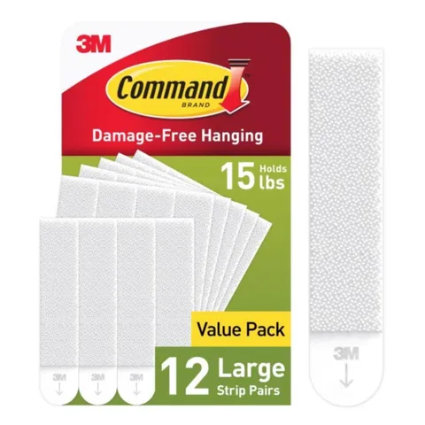 Command White Large Picture Hanging Strips, 16 lb Hold, 12 Pack