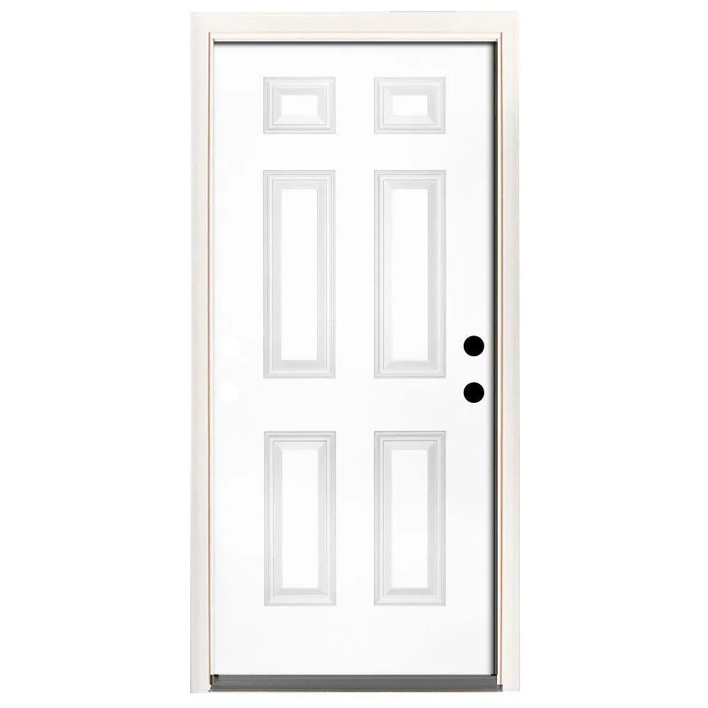 Steves & Sons 42 in. x 80 in. Premium 6 Panel Primed White Steel Prehung Front Door, photo 7 of 17