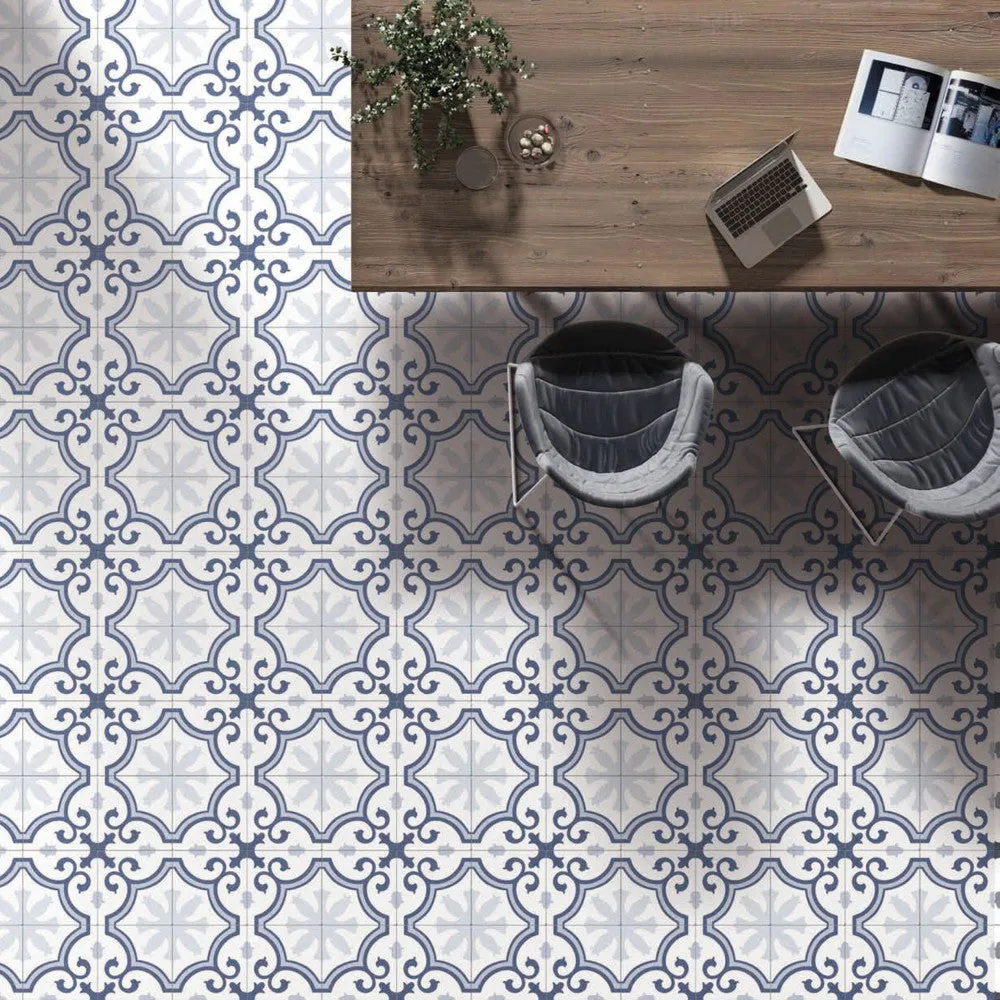 Merola Tile Lacour Artic Encaustic 9-3/4 in. x 9-3/4 in. Porcelain Floor and Wall Tile (11.11 sq. ft. / case), photo 3 of 8