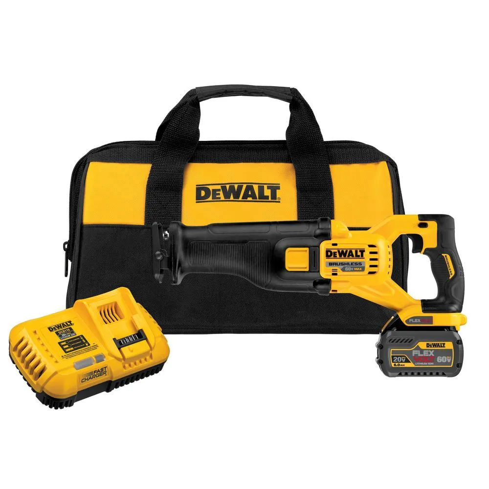 DEWALT FLEXVOLT 60-Volt MAX Lithium-Ion Cordless Brushless Reciprocating Saw with Battery 2Ah, Charger, Bag and Bonus Battery, photo 8 of 13