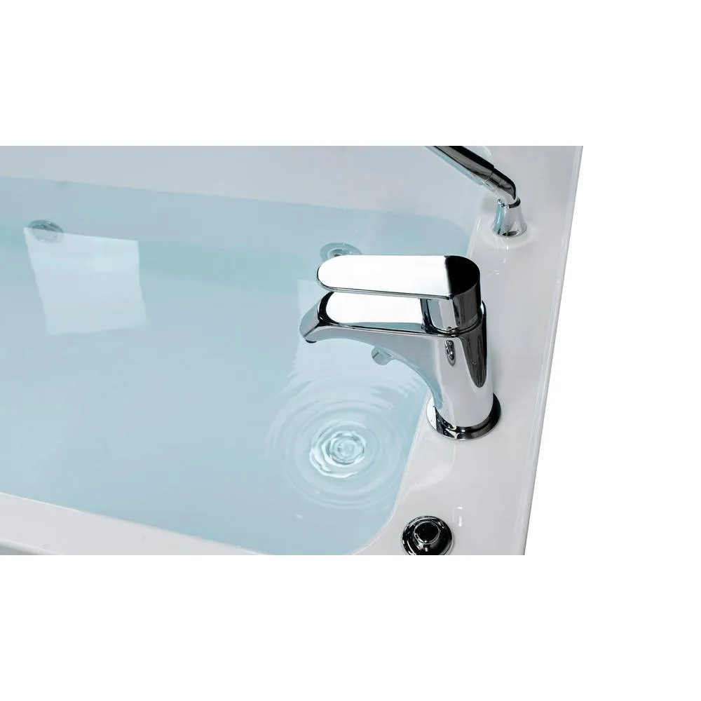 Ella Laydown 72 in. Walk-In Whirlpool Bathtub in White with Right-Hinged Middle Glass Door, 2-Piece Fast Fill Faucet, Right-Hand-Seat Drain, photo 10 of 17
