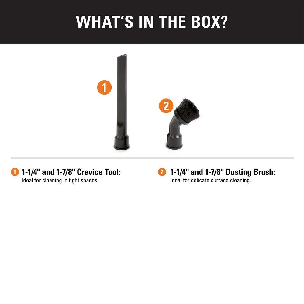 1-1/4 in. to 1-7/8 in. Dusting Brush and Crevice Tool Accessory Kit for RIDGID Wet/Dry Shop Vacuums, photo 2 of 12