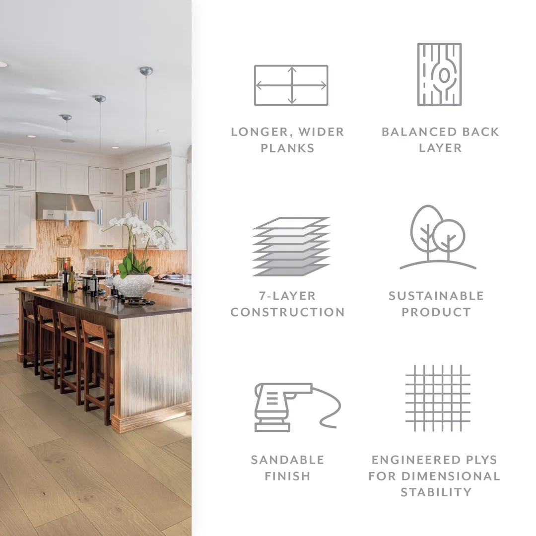 Element Flooring Stoneboro Greenwood European white oak 3/8-in T x 7-1/2-in W Wirebrushed Engineered Hardwood Flooring ( 39.06-sq ft / Carton ), photo 4 of 15