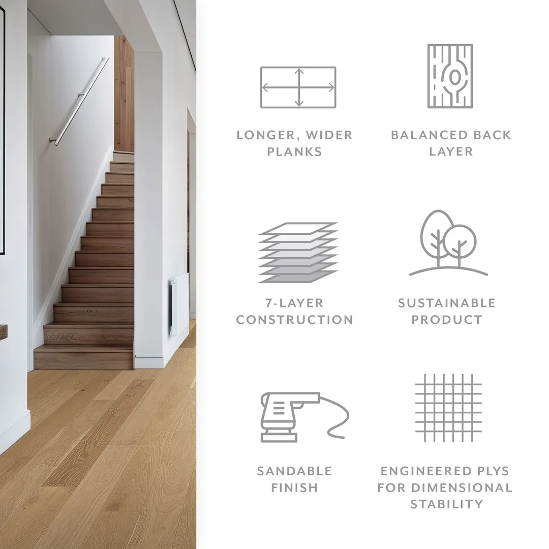 Element Flooring Stoneboro Wateree European white oak 3/8-in T x 7-1/2-in W Wirebrushed Engineered Hardwood Flooring ( 39.06-sq ft / Carton ), photo 4 of 15