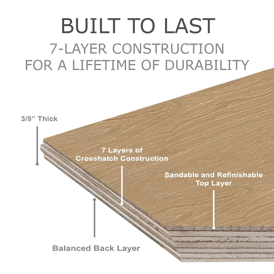 Element Flooring Stoneboro Wateree European white oak 3/8-in T x 7-1/2-in W Wirebrushed Engineered Hardwood Flooring ( 39.06-sq ft / Carton ), photo 13 of 15