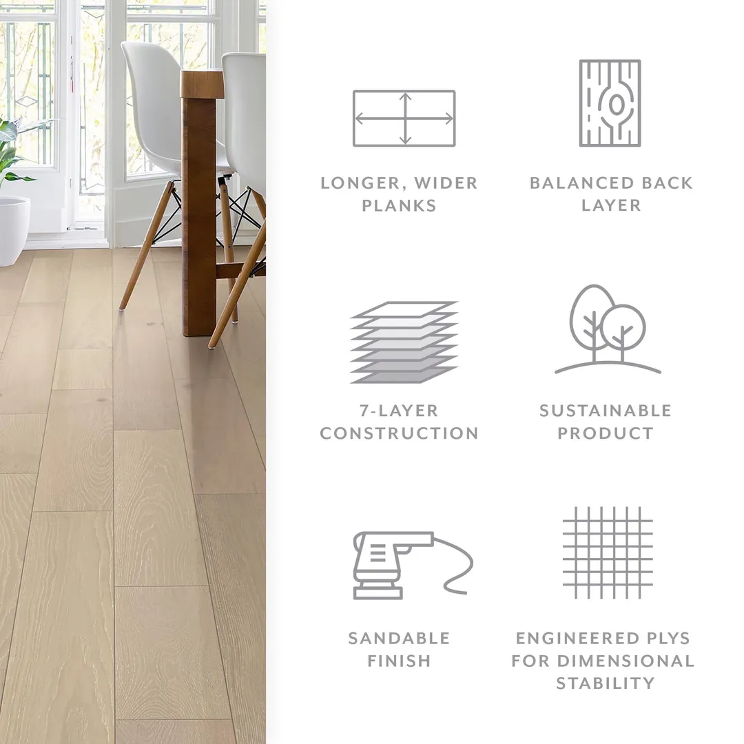 Element Flooring Stoneboro Dameron European white oak 3/8-in T x 7-1/2-in W Wirebrushed Engineered Hardwood Flooring ( 34.36-sq ft / Carton ), photo 4 of 15