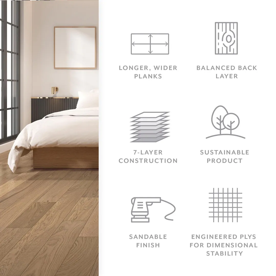 Element Flooring Sahara Parson European white oak 1/2-in T x 7-1/2-in W Wirebrushed Engineered Hardwood Flooring ( 31.09-sq ft / Carton ), photo 4 of 14