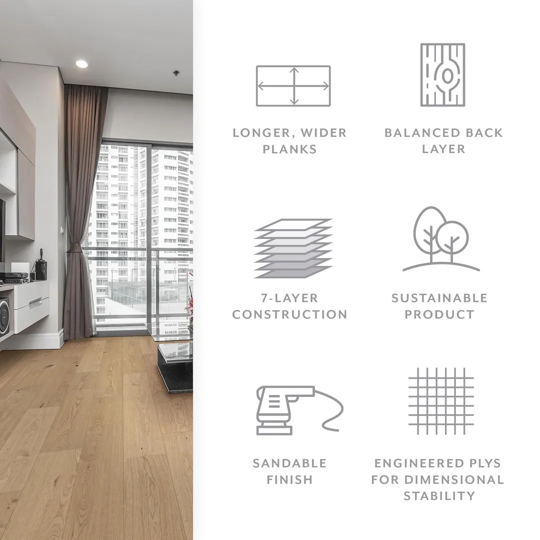 Element Flooring Irving Park Nairn European white oak 9/16-in T x 8-33/50-in W Water Resistant Wirebrushed Engineered Hardwood Flooring ( 31.25-sq ft / Carton ), photo 4 of 15