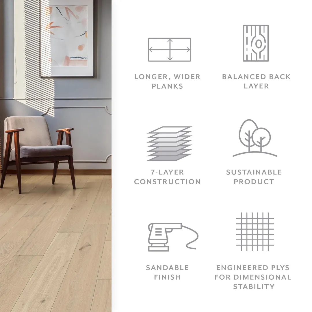 Element Flooring Irving Park Gillen European white oak 9/16-in T x 8-33/50-in W Wirebrushed Engineered Hardwood Flooring ( 31.25-sq ft / Carton ), photo 4 of 15