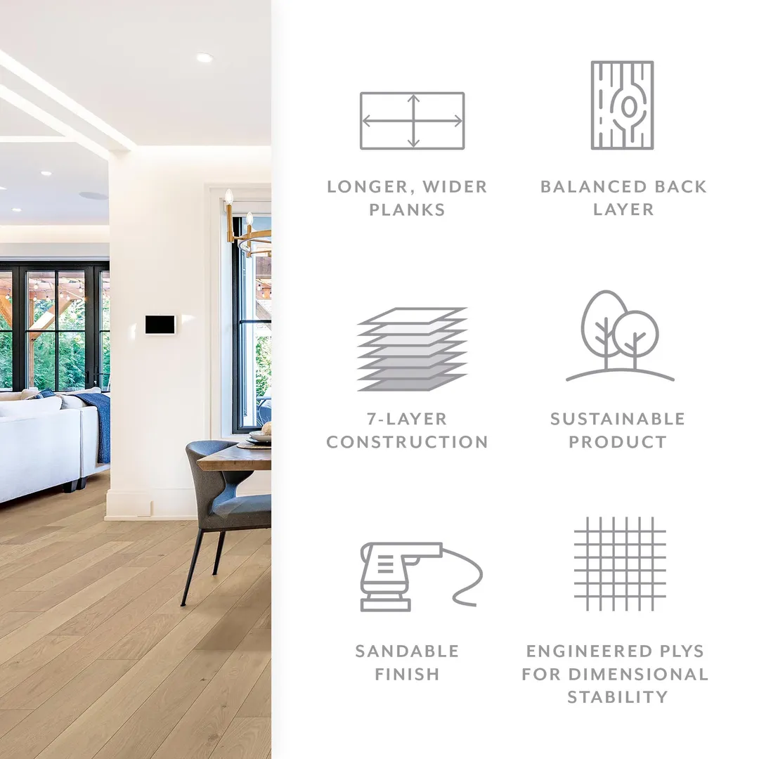 Element Flooring Stoneboro Moore European white oak 3/8-in T x 7-1/2-in W Wirebrushed Engineered Hardwood Flooring ( 34.36-sq ft / Carton ), photo 4 of 15