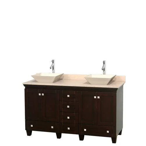Wyndham Collection Acclaim 60-in Espresso Double Sink Bathroom Vanity with Ivory Natural Marble Top, photo 2 of 8