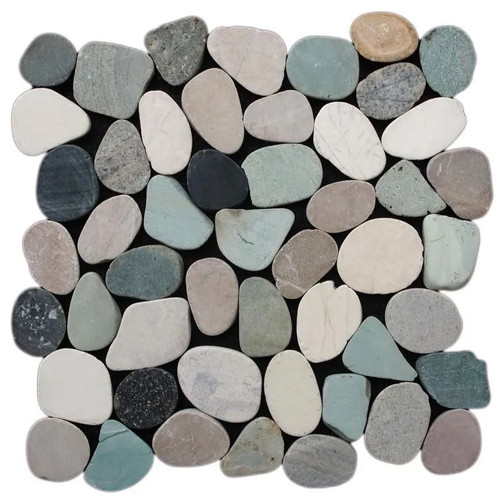 Cruz Bay Sliced Pebble Tile  Black 11-1/2 in. x 11-1/2 in. x 9.5mm Honed Pebble Mosaic Tile (10.12 sq. ft. / case), photo 3 of 10
