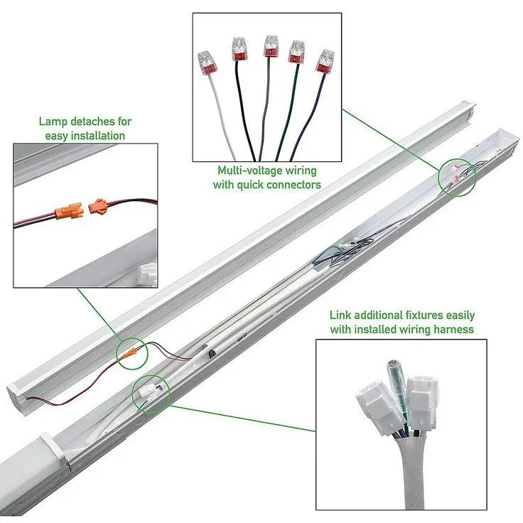 8 ft. (Two 4 ft.) 440-Watt Equivalent Integrated LED White Commercial Strip Light Fixture High Output 11000 Lumens 4000K, photo 7 of 14